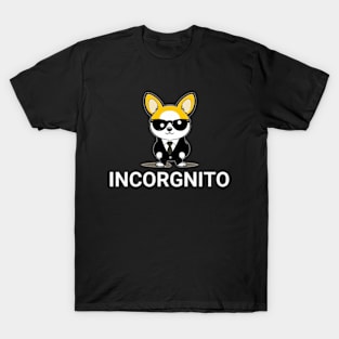 Incognito Detective Corgi Pun INCORGnito Funny Dog Lovers Puns T-Shirt